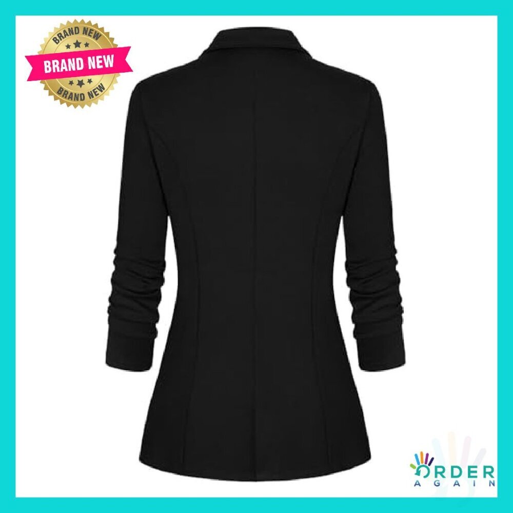 Long Sleeve Blazer Open Front Cardigan Jacket Work Office Coat Classic Chic - Picture 3 of 8